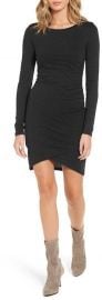 Leith Ruched Long Sleeve Dress black at Nordstrom